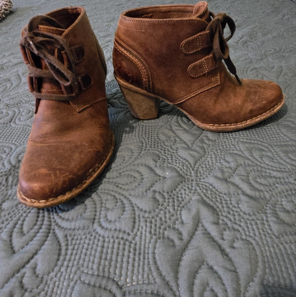 Clarks Brown Heeled Boots with Suede Finish